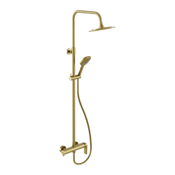 Clever 2.0 zestaw prysznicowy ścienny z deszczownicą 25 cm, złoty szczotkowany