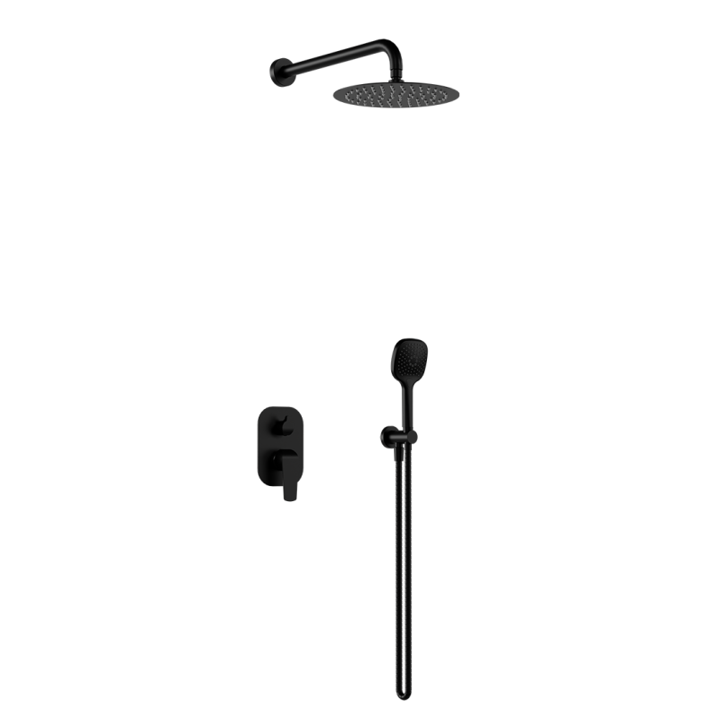 Clever 2.0 zestaw wannowo-prysznicowy podtynkowy z deszczownicą 25 cm, 2 funkcyjny, czarny soft