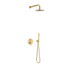 PI zestaw prysznicowo-wannowy podtynkowy 2 funkcyjny z deszczownicą 25 cm, złoty szczotkowany