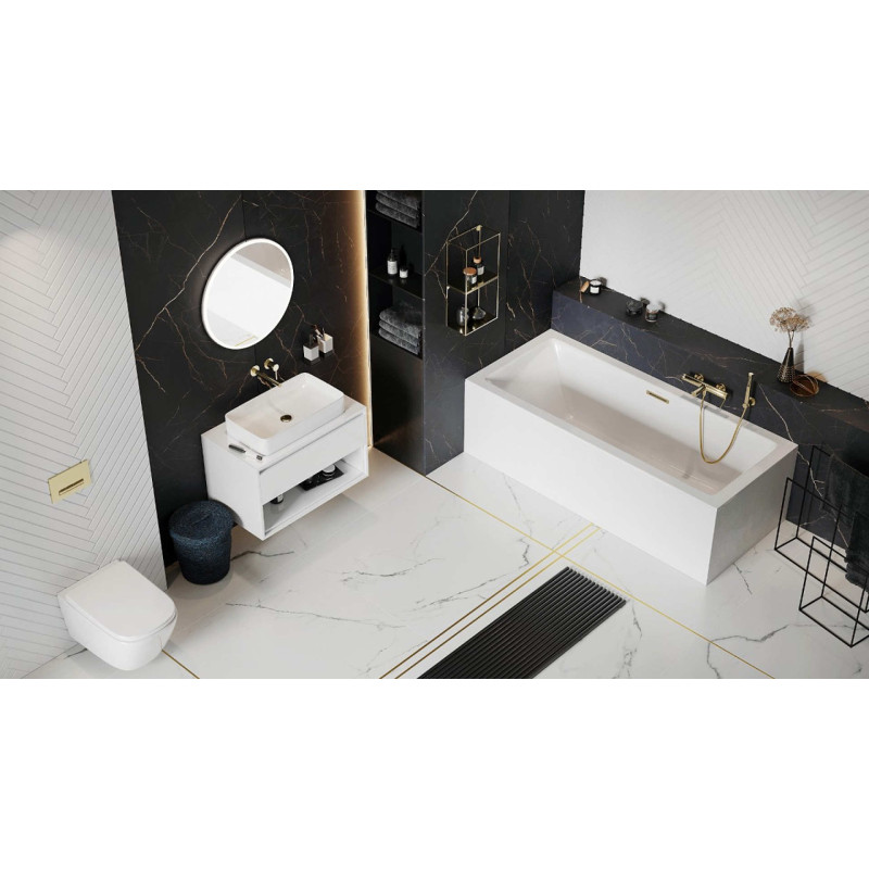 Przyłącze kątowe z uchwytem na słuchawkę prysznicową, złoty szczotkowany