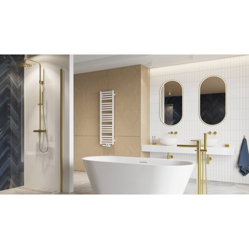 Corido lustro łazienkowe 100x50 cm owalne, oświetlenie LED mata grzewcza, złoty szczotkowany