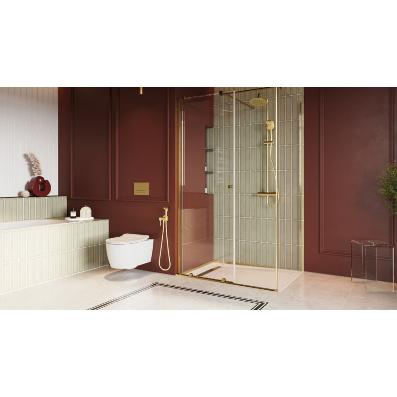 Stilio odpływ liniowy 70 cm z kołnierzem ruszt dekoracyjny, złoty szczotkowany