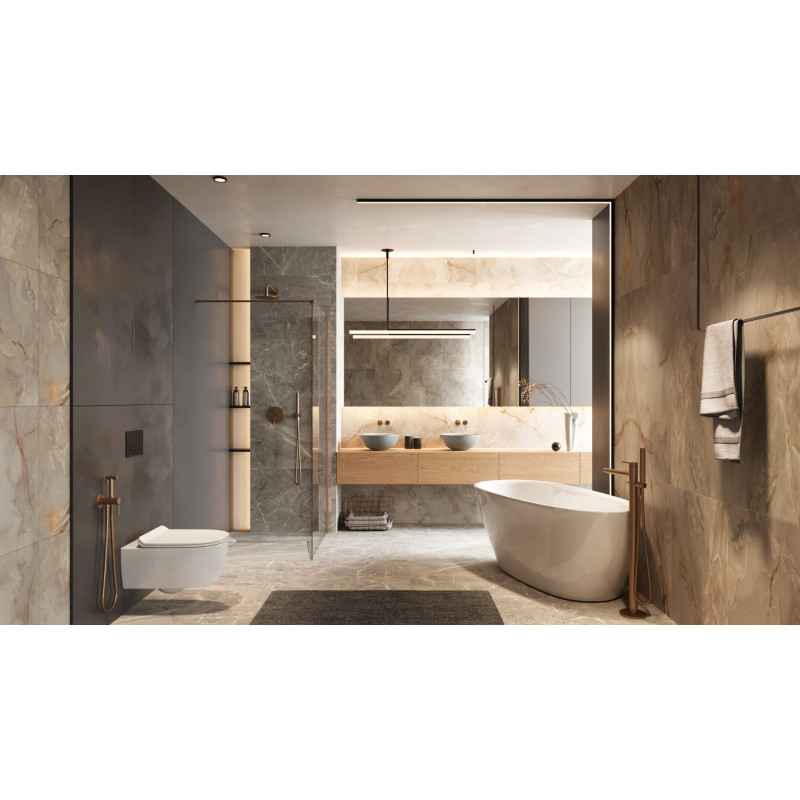 PI bateria wannowa wolnostojąca, miedziany szczotkowany