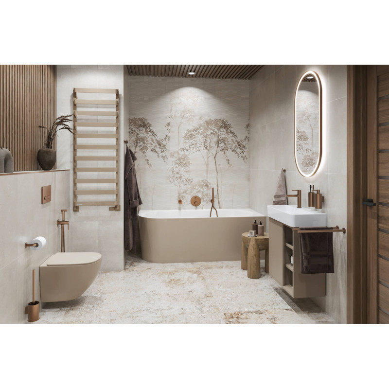 Corido lustro łazienkowe 100x50 cm owalne, oświetlenie LED mata grzewcza, miedziany szczotkowany