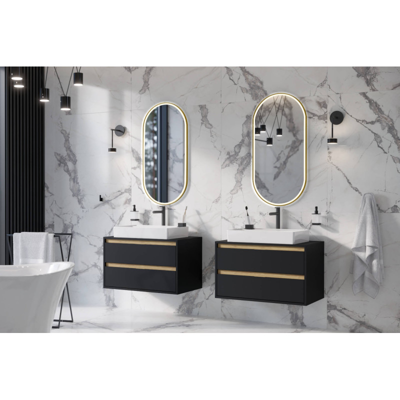 Corido lustro łazienkowe 100x50 cm owalne, oświetlenie LED mata grzewcza, miedziany szczotkowany