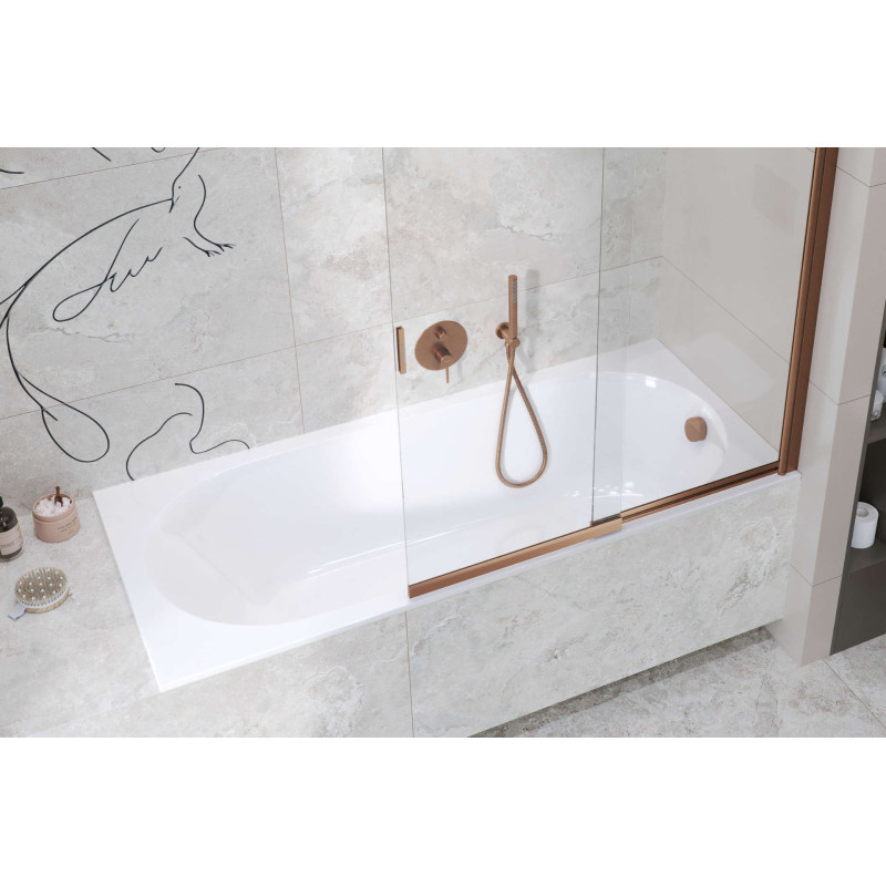 Hover syfon wannowy z napełnianiem czyszczony od góry, rozmiar do każdej wanny, miedziany szczotkowany