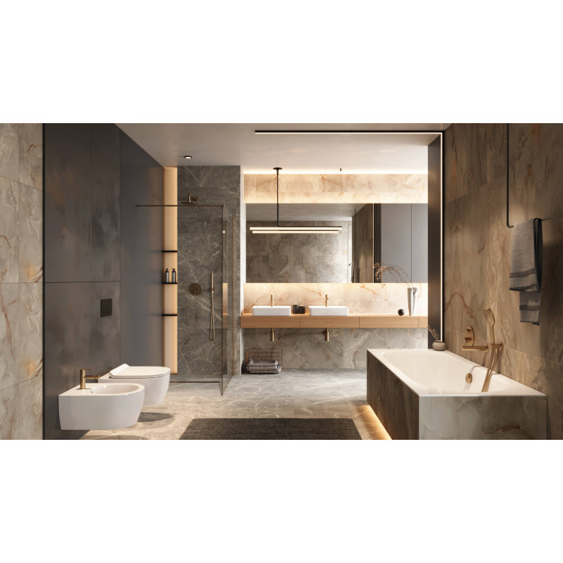 D54 syfon umywalkowy, stal nierdzewna miedziany szczotkowany