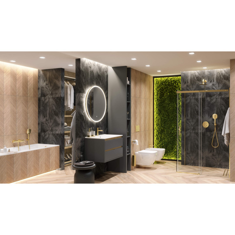 PI bateria prysznicowo-wannowa podtynkowa 3 funkcyjna, złoty szczotkowany