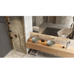 PI zestaw prysznicowo-wannowy podtynkowy 2 funkcyjny z deszczownicą 25 cm, miedziany szczotkowany