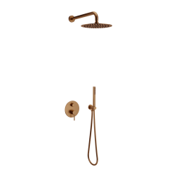 PI zestaw prysznicowo-wannowy podtynkowy 3 funkcyjny, z deszczownicą 25 cm, miedziany szczotkowany
