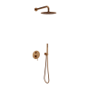 PI zestaw prysznicowo-wannowy podtynkowy 3 funkcyjny, z deszczownicą 25 cm, miedziany szczotkowany