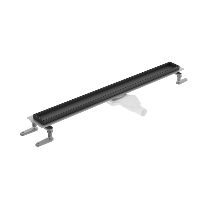 Stilio odpływ liniowy 70 cm z kołnierzem ruszt do wypełnienia płytką, czarny mat