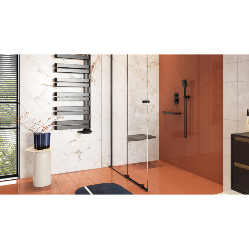 Stilio odpływ liniowy 90 cm z kołnierzem ruszt do wypełnienia płytką, czarny mat