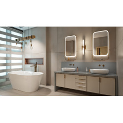 Mila Light lustro łazienkowe 100x50 cm  z półką, oświetlenie LED mata grzewcza, czarny mat