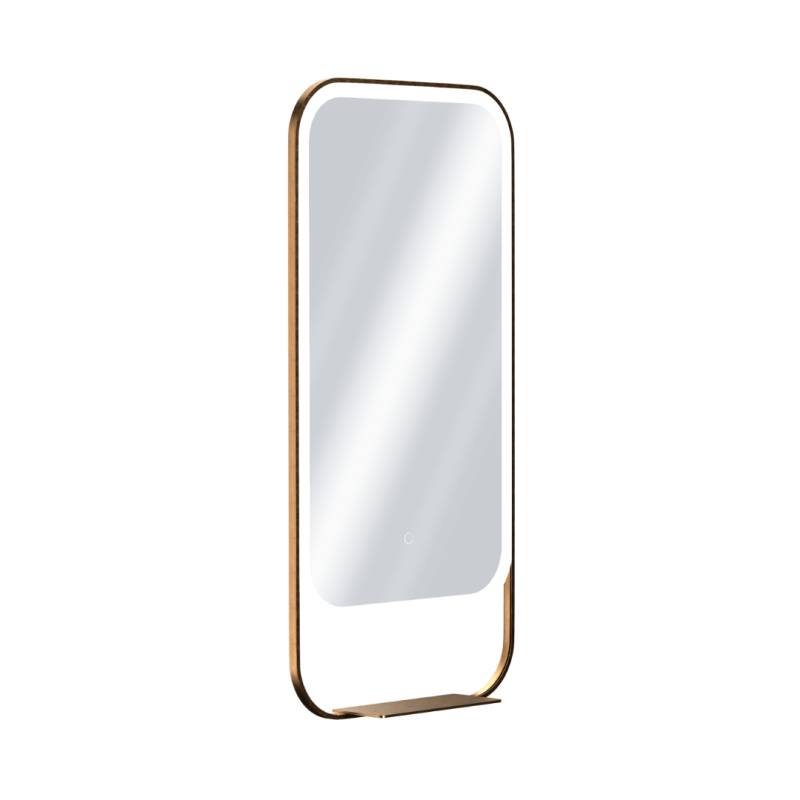 Mila Light lustro łazienkowe 100x50 cm  z półką, oświetlenie LED mata grzewcza, miedziany szczotkowany