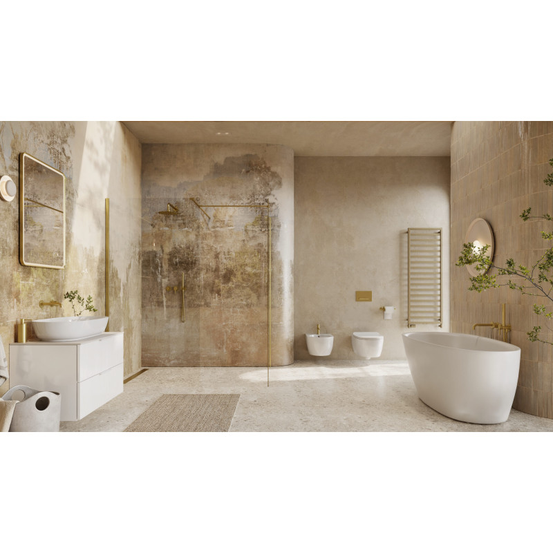 Vidoq walk-in ścianka prysznicowa prosta 90x200 cm, powłoka Clean Control, złoty szczotkowany