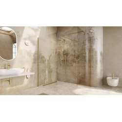 Vidoq walk-in ścianka prysznicowa prosta 120x200 cm, powłoka Clean Control, złoty szczotkowany