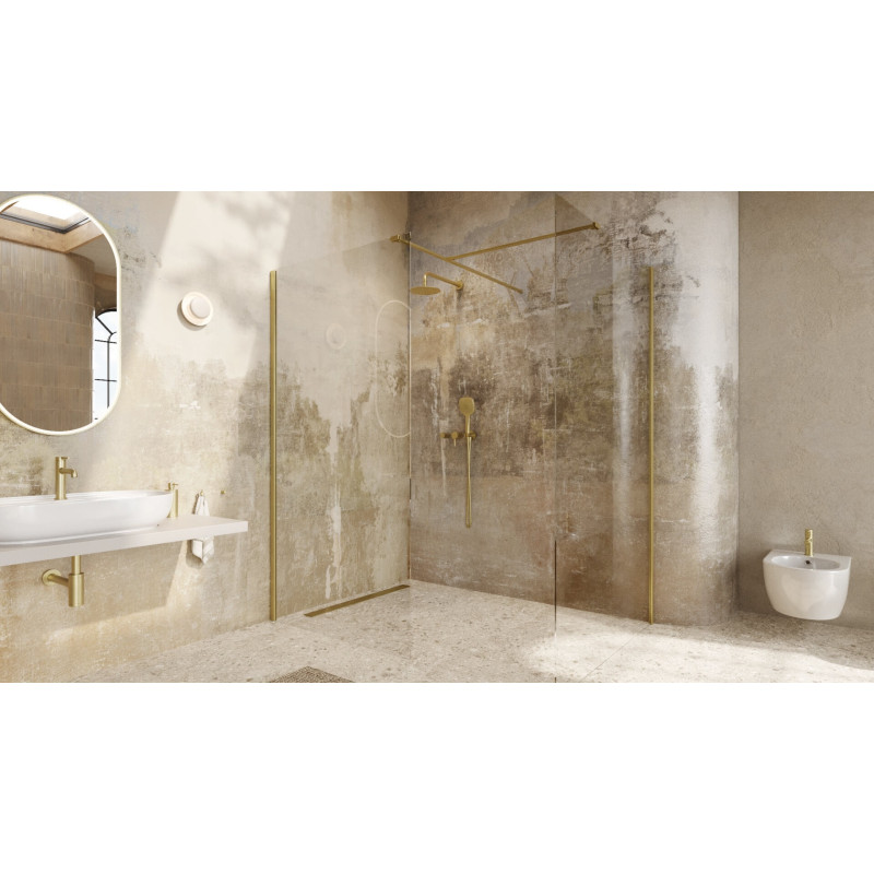 Vidoq walk-in ścianka prysznicowa prosta 120x200 cm, powłoka Clean Control, złoty szczotkowany