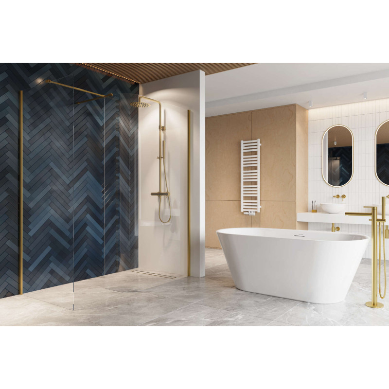 Vidoq walk-in ścianka prysznicowa gięta 93x200 cm, powłoka Clean Control, złoty szczotkowany