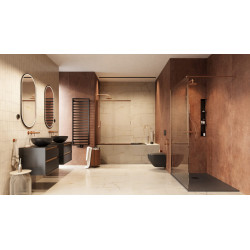 Vidoq walk-in ścianka prysznicowa prosta 90x200 cm, powłoka Clean Control, miedziany szczotkowany