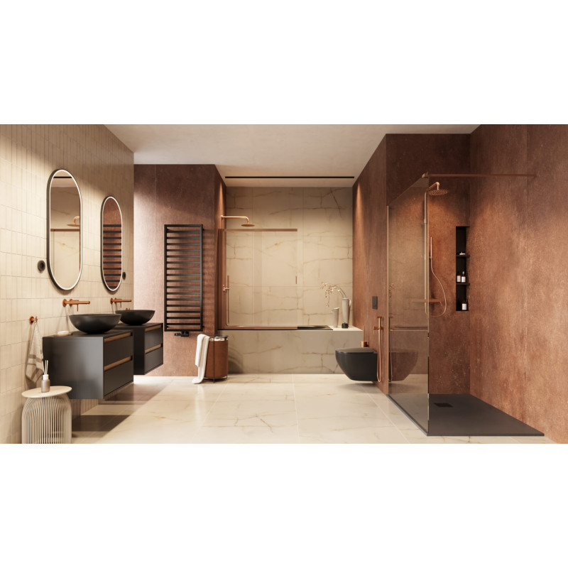 Vidoq walk-in ścianka prysznicowa prosta 90x200 cm, powłoka Clean Control, miedziany szczotkowany