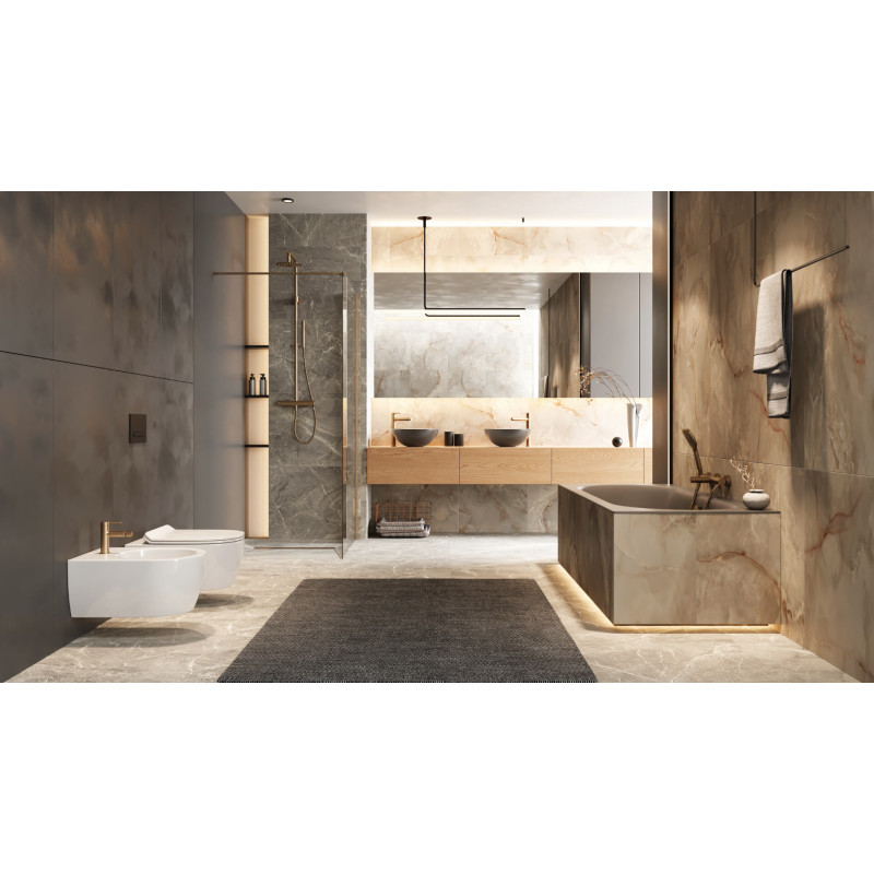 Vidoq walk-in ścianka prysznicowa prosta 90x200 cm, powłoka Clean Control, miedziany szczotkowany