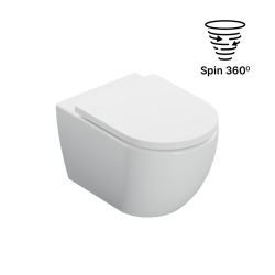 Stellar miska WC 53,5 cm wisząca bezrantowa, z deską wolnoopadającą, system spłukiwania Spin 360, biały połysk