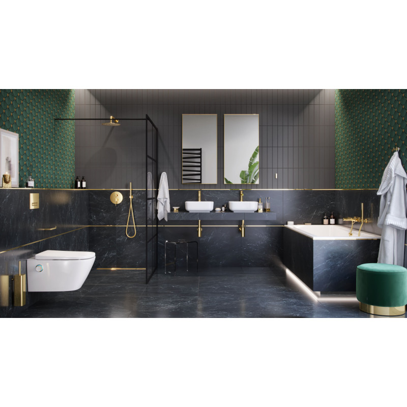 Kuadro lustro łazienkowe 80x60 cm prostokątne, złoty szczotkowany