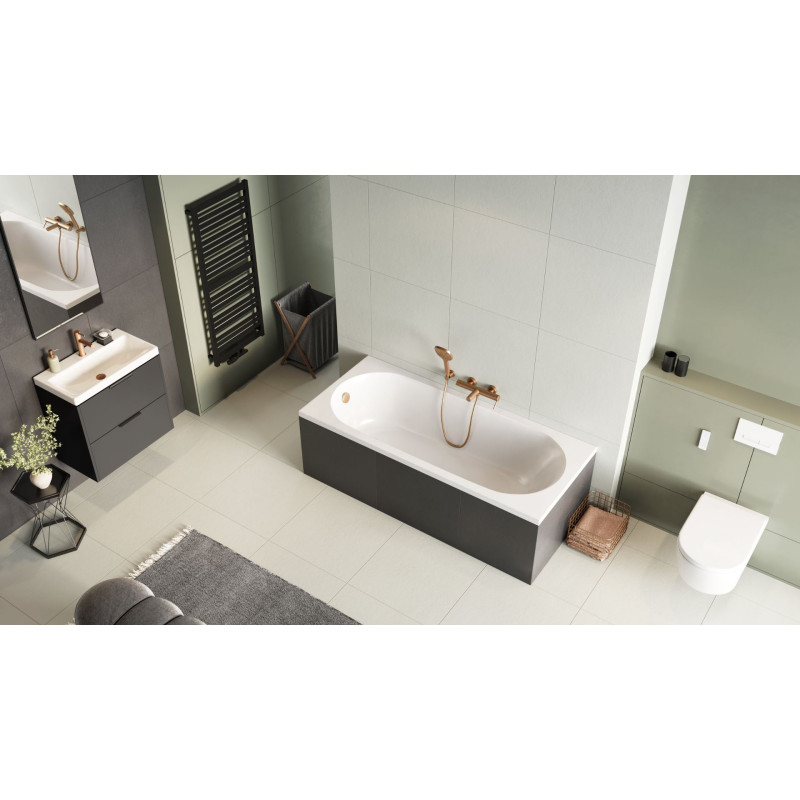 Oceana Slim Mono wanna prostokątna 180X80 cm biały połysk