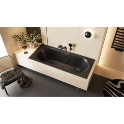 Excellent Oceana Slim wanna prostokątna 160X75 cm czarny mat nan