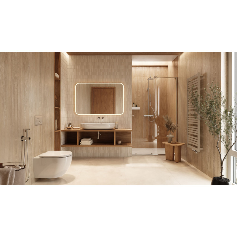 Lumiro lustro łazienkowe 120x80 cm prostokątne, oświetlenie LED mata grzewcza, rama akrylowa