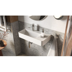 Ness umywalka wisząca/nablatowa 60x31 cm prostokątna z otworem na baterię,biały połysk