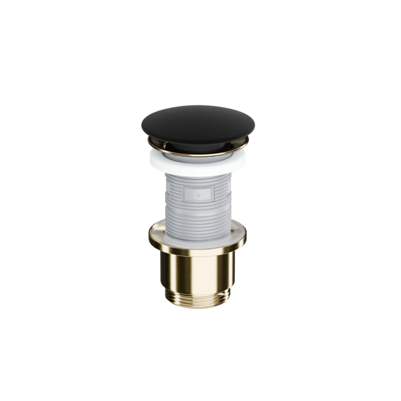 Design Korek klik-klak umywalkowo bidetowy, korpus złoty połysk, pokrywa ceramiczna czarna