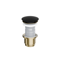 Design Korek klik-klak umywalkowo bidetowy, korpus złoty szczotkowany, pokrywa ceramiczna czarna