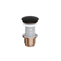 Design Korek klik-klak umywalkowo bidetowy, korpus miedziany szczotkowany, pokrywa ceramiczna czarna