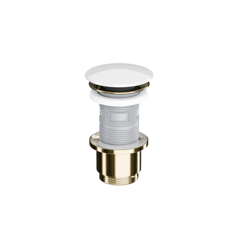 Design Korek klik-klak umywalkowy, korpus złoty połysk, pokrywa ceramiczna biała