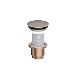 Design Korek klik-klak umywalkowo bidetowy, korpus miedziany szczotkowany, pokrywa ceramiczna cappucino mat