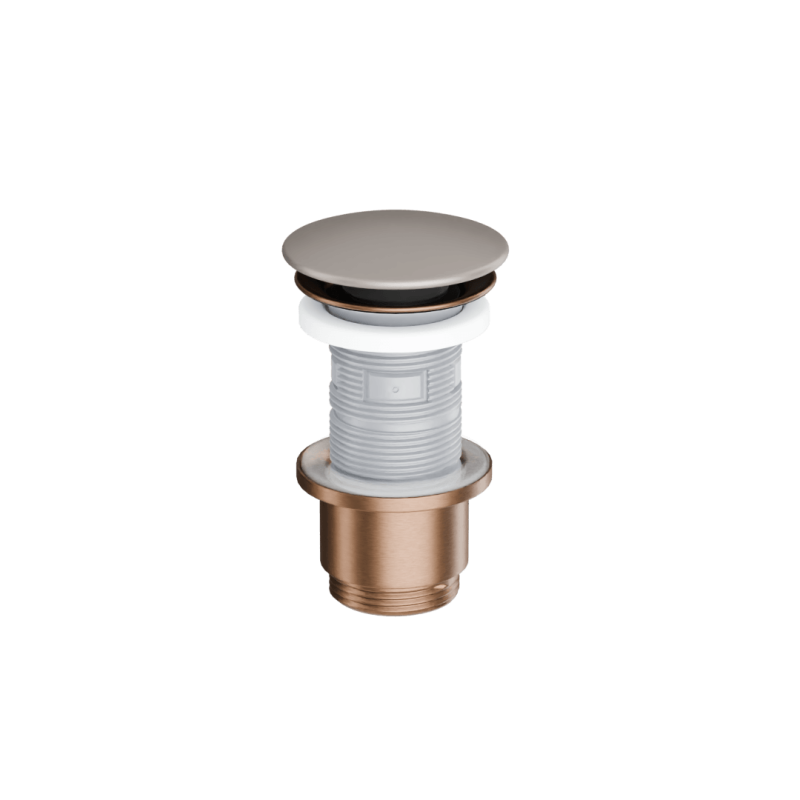 Design Korek klik-klak umywalkowo bidetowy, korpus miedziany szczotkowany, pokrywa ceramiczna cappucino mat