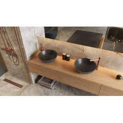 Design Korek klik-klak umywalkowo bidetowy, korpus czarny mat, pokrywa ceramiczna grafit mat