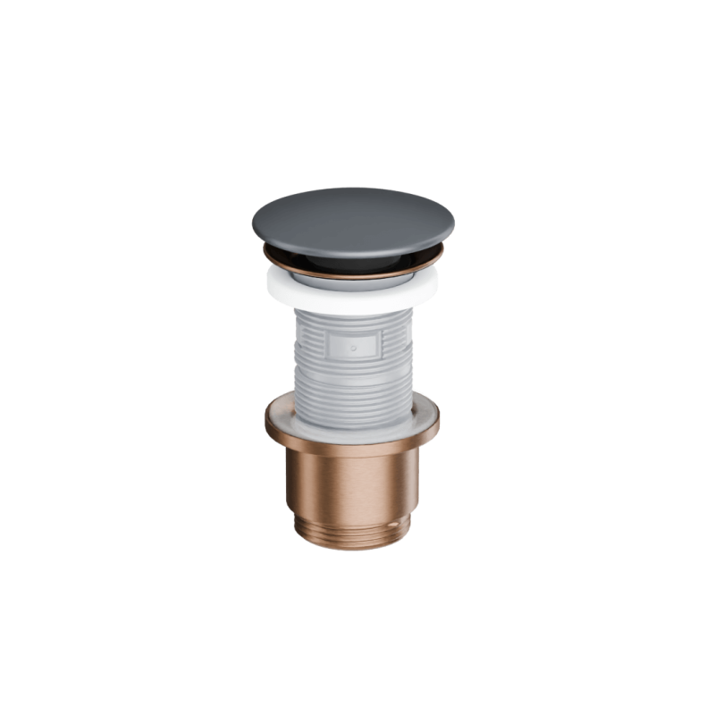 Design Korek klik-klak umywalkowo bidetowy, korpus miedziany szczotkowany, pokrywa ceramiczna grafit mat