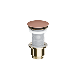 Design Korek klik-klak umywalkowo bidetowy, korpus złoty polysk, pokrywa ceramiczna terracotta mat