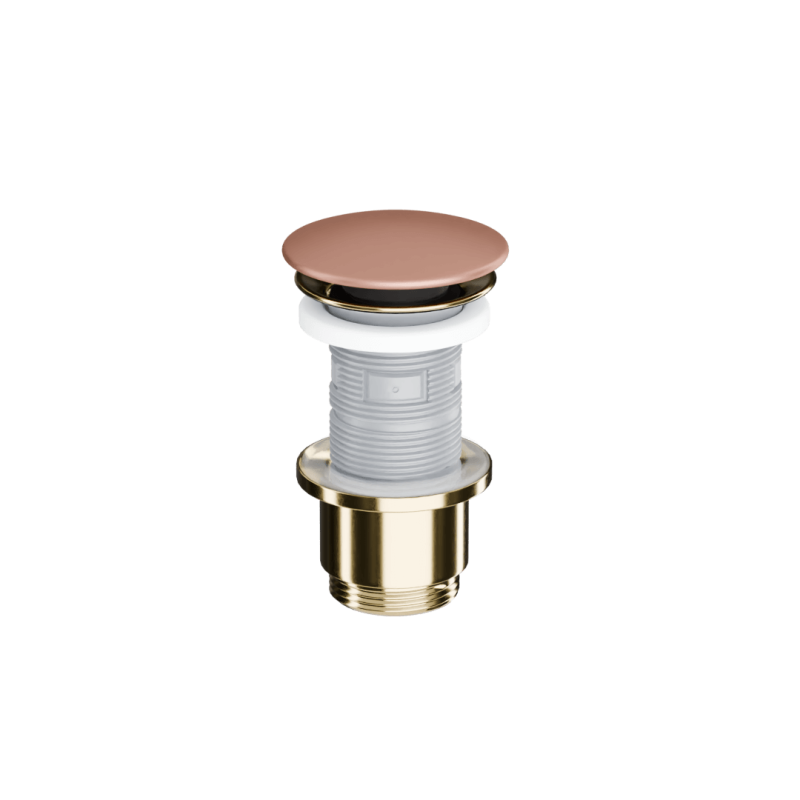 Design Korek klik-klak umywalkowo bidetowy, korpus złoty polysk, pokrywa ceramiczna terracotta mat