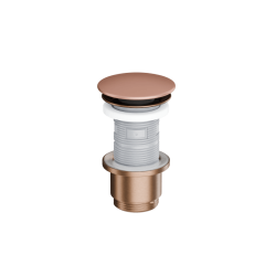 Design Korek klik-klak umywalkowo bidetowy, korpus miedziany szczotkowany, pokrywa ceramiczna terracotta mat