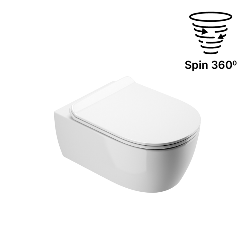 Doto D 54 Spin 360 miska WC 54 cm wisząca, bezrantowa z deską wolnoopadającą, biały połysk