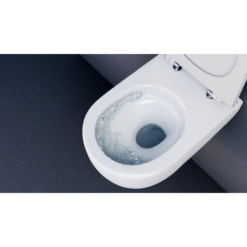 Doto D 54 Spin 360 miska WC 54 cm wisząca, bezrantowa z deską wolnoopadającą, biały połysk