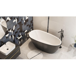 Olia 2.0 Wanna wolnostojąca 160 x 75 biały połysk/czarny mat