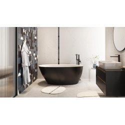 Olia 2.0 Wanna wolnostojąca 160 x 75 biały połysk/czarny mat