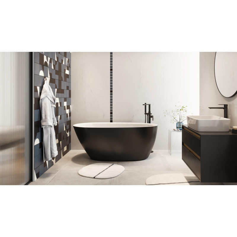 Olia 2.0 Wanna wolnostojąca 160 x 75 biały połysk/czarny mat
