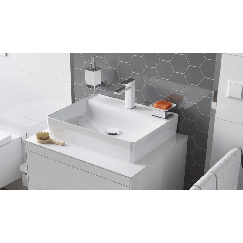 Design Korek klik-klak umywalkowy, korpus chrom, pokrywa ceramiczna śnieżnobiały