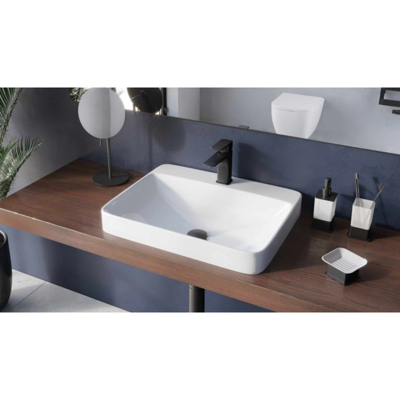 Design Korek klik-klak umywalkowy, korpus chrom, pokrywa ceramiczna śnieżnobiały